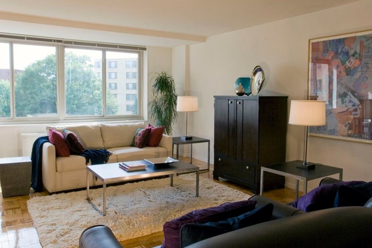 Living area with hardwood flooring