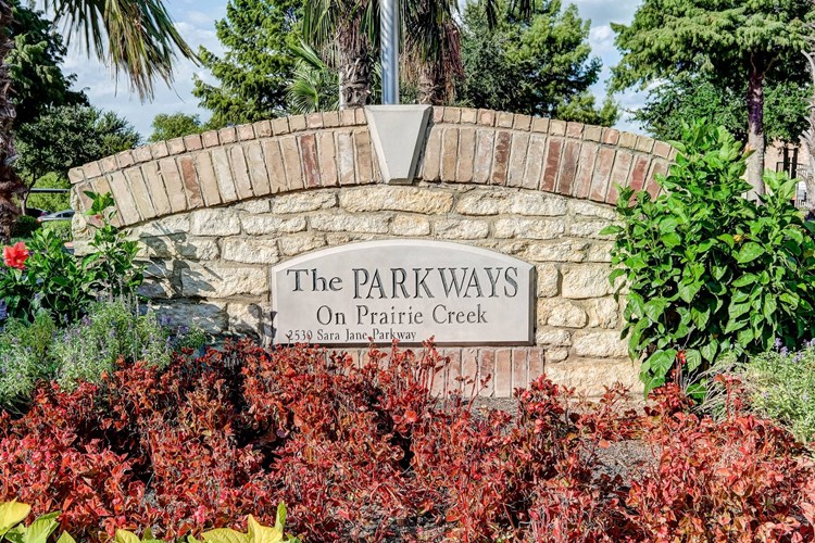 Parkways on Prairie Creek is surrounded by lush landscaping