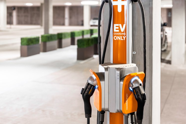 Car charging stations available to residents with electric vehicles. 