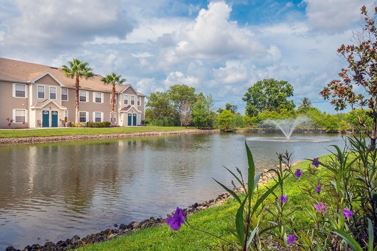 Enjoy breathtaking views of our lake with fountain.