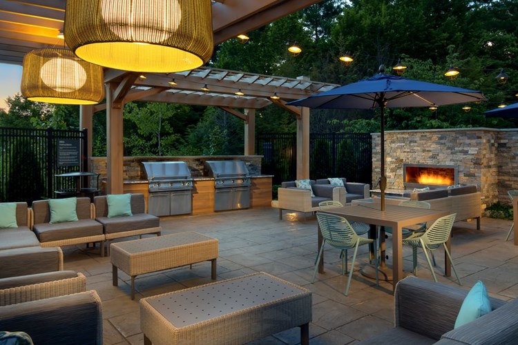 Outdoor Lounge Area with Fireplace