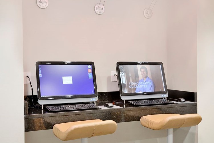 Business center with computer workstations