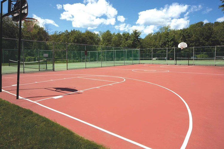 Work up a sweat on the outdoor basketball court 