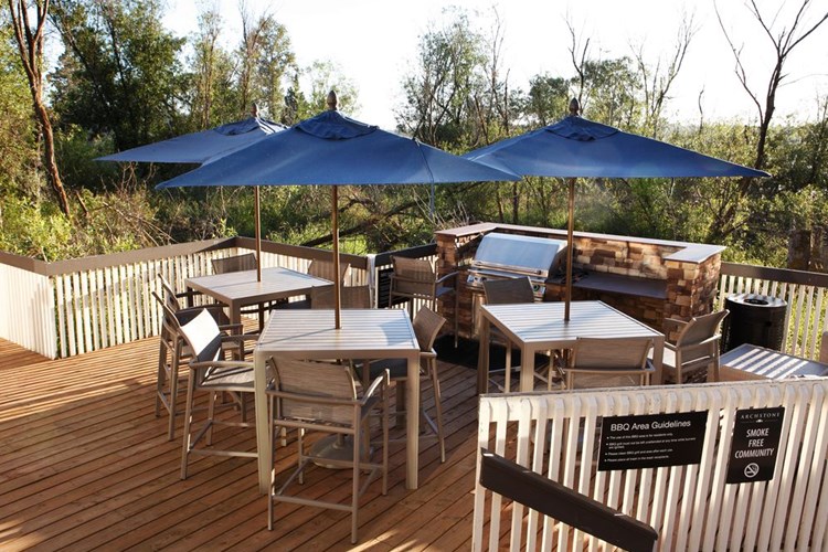 Outdoor deck with BBQ grills