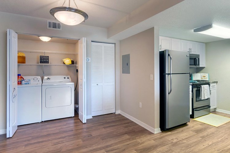 Full size washer and dryer appliances are included in all apartment homes.