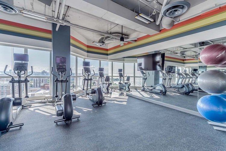 Get a beautiful city view while you work out in the 24-hour fitness center