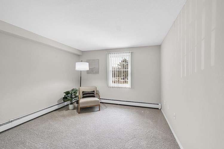 Spacious bedrooms featuring plush carpeting and closets with built-in shelving.