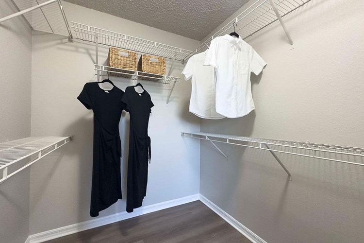 Spacious walk-in closets are featured in the master bedroom.