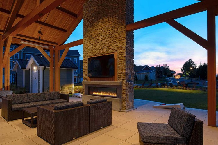 Phase II Courtyard with outdoor lounge and fireplace