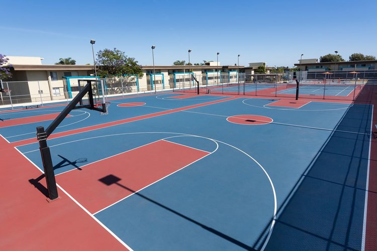 Lighted Tennis and Basketball Courts