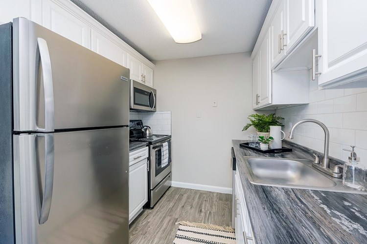 Our updated kitchens featuring stainless steel appliances offering a fresh, modern look.