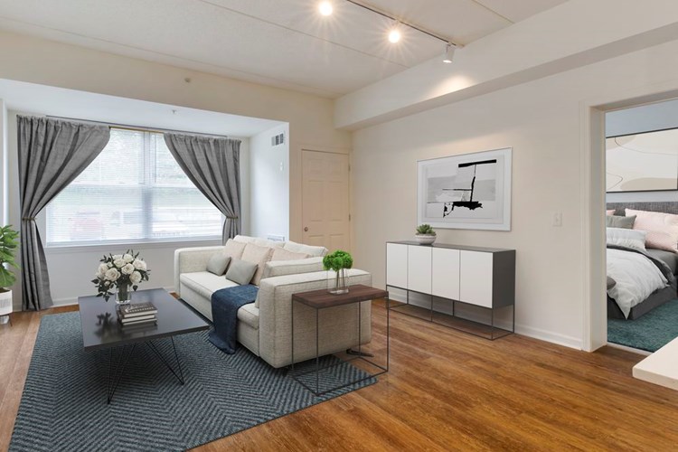 Select apartment homes feature hard surface flooring throughout common areas