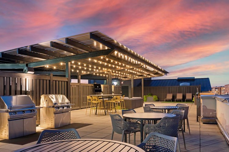 Rooftop terrace with barbecue grills and dining area