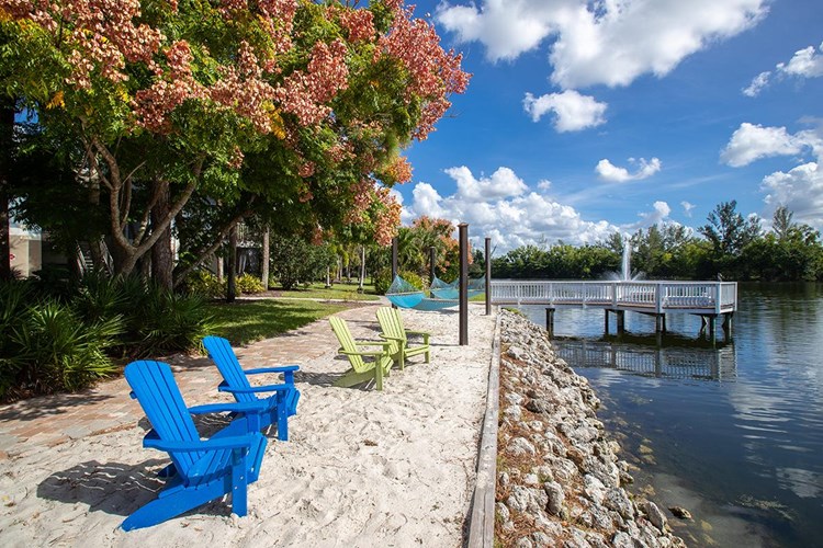 Relax and soak in the sun from our beach area, including hammocks.