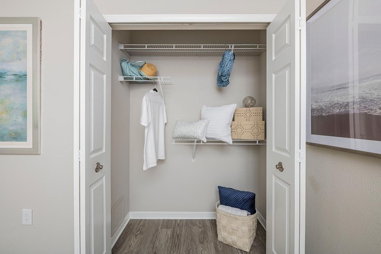 Bedrooms featuring spacious closets with built-in organizers. 