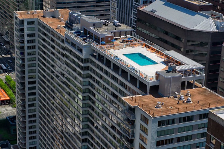 Enjoy both a rooftop pool and social deck overlooking downtown Philadelphia