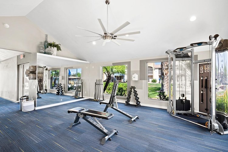 Our Fitness Center also features plenty of weight training equipment.