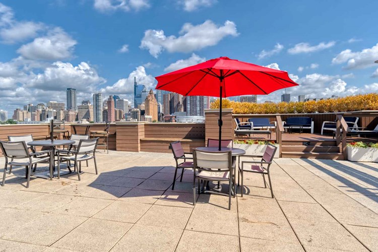 Rooftop social deck boasts amazing views of the Philly skyline