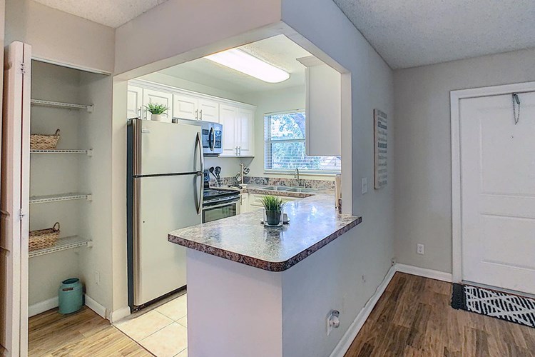 Kitchens with stainless steel appliances are available to rent.