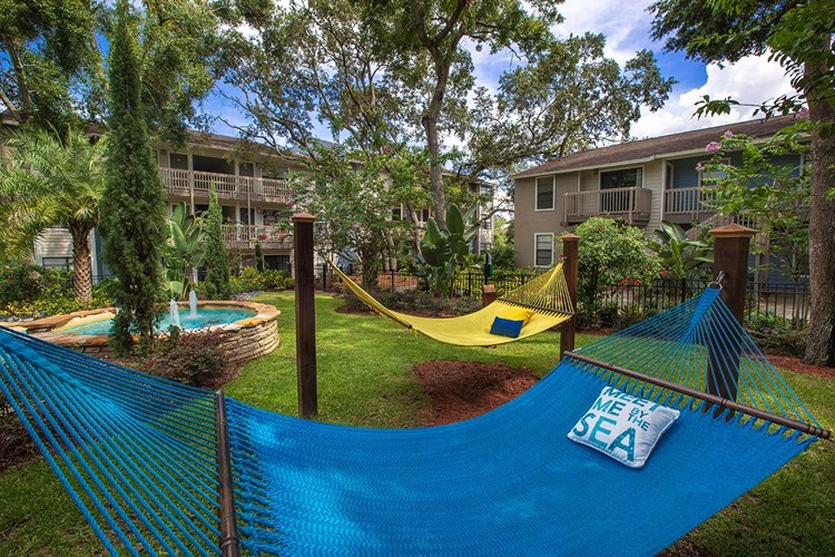 Lay out and relax at our hammock garden.
