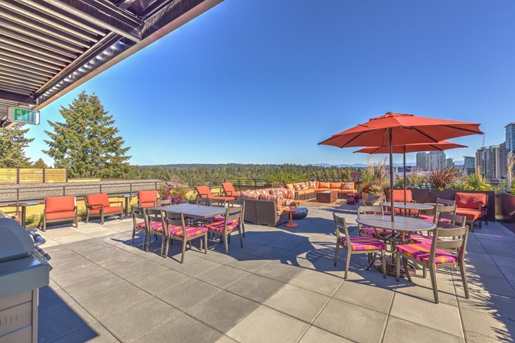 Lux’s beautiful rooftop lounge includes ample seating, propane grills and beautiful views to delight your guests.