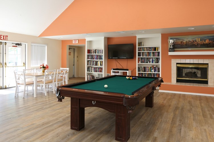 Enjoy a billiards table and large-screen television in our clubhouse