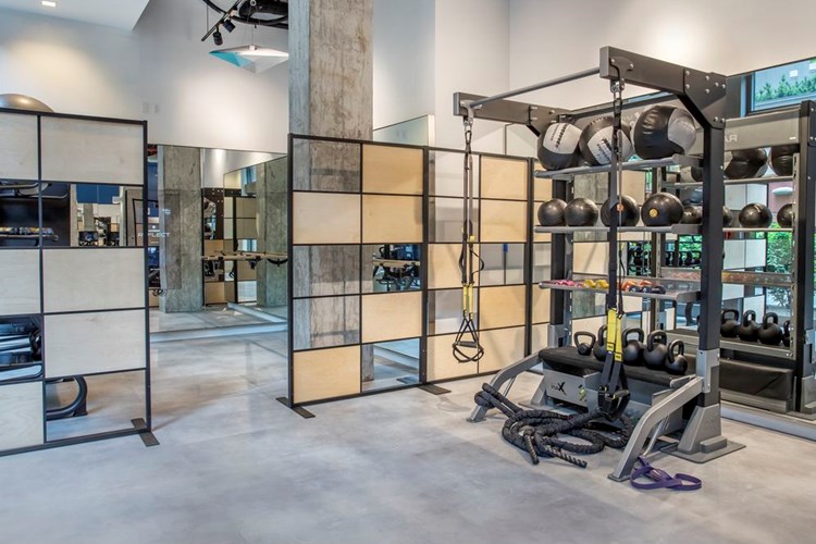 Fitness center with TRX equipment