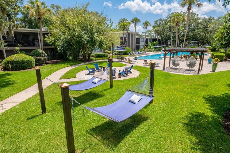 At Lakewood Village, you can enjoy plenty of outdoor amenities like a hammock garden, fire pit, and resort-style pool.