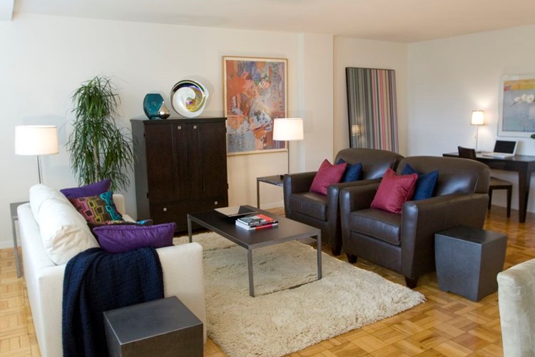 Living area with hardwood flooring