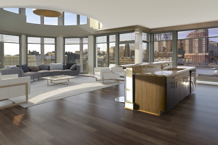 Large floor to ceiling windows in each home