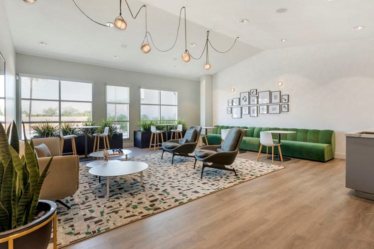 Resident lounge with coworking spaces