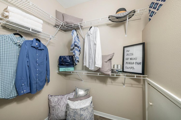 Spacious walk-in closets with organizers.