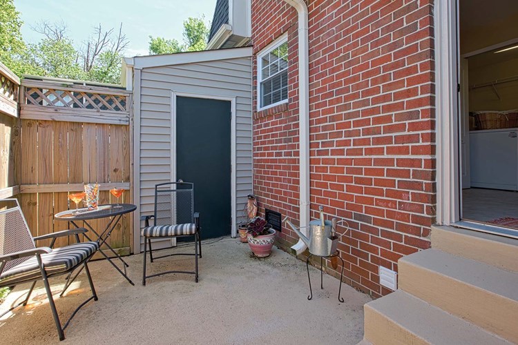 Fenced-in private patios with additional storage closet