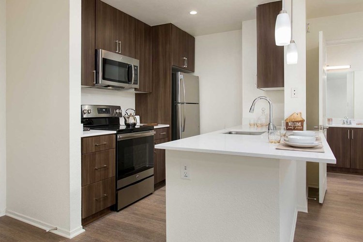 Premium Apartment Kitchen with Stainless Steel Appliances