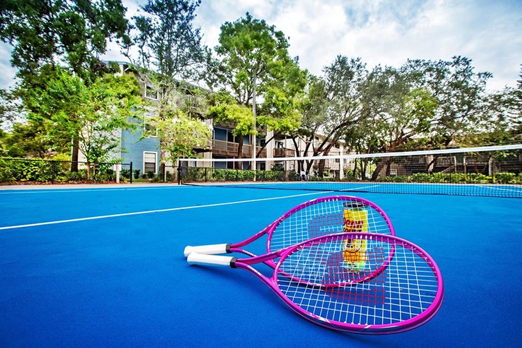 Get in a game of tennis at our tennis court. We also have a racquetball court on-site!