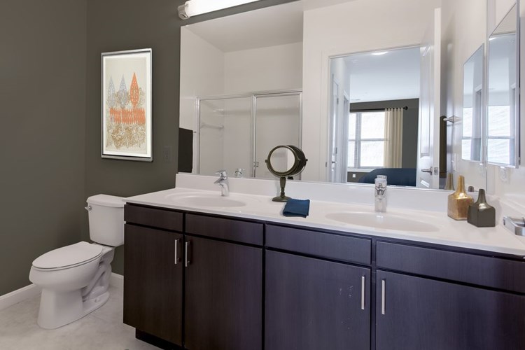 Classic Package bath with white laminate countertops and espresso cabinetry