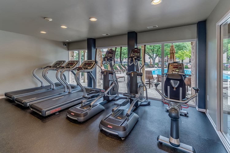 Fitness center is fully equipped with multiple cardio machines