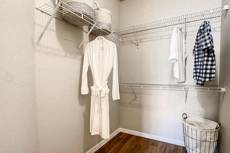 Walk-in closets with built-in organizers.