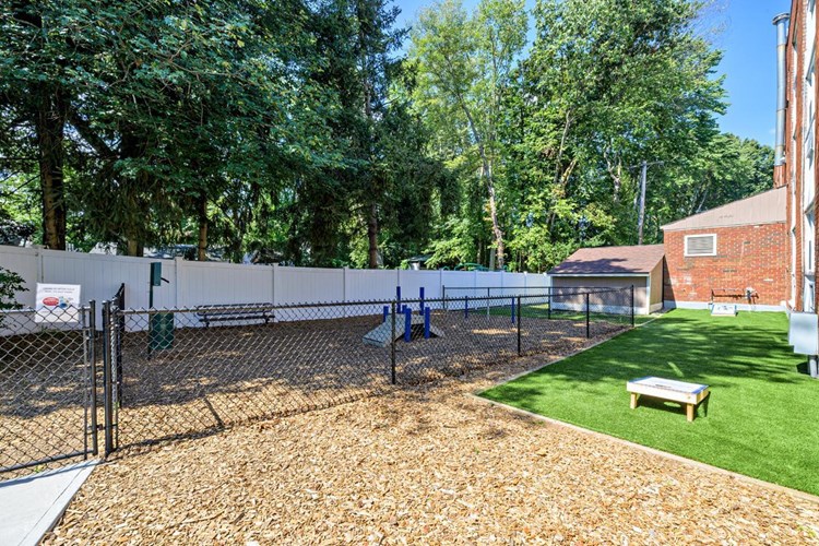 Bring your pup down to our off-leash dog park for some fun or play a game of cornhole.