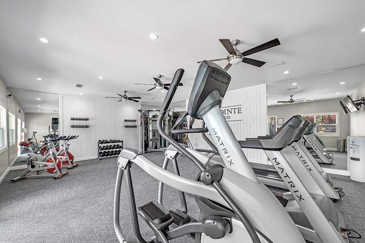 Our fitness center is equipped with plenty of cardio equipment including treadmills, an elliptical, and spinning bikes.