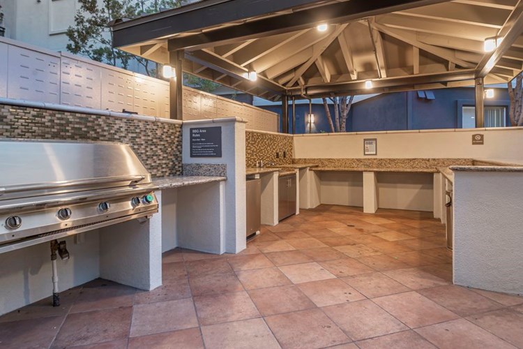 Outdoor kitchen with barbeque grills