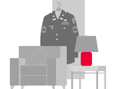 Military Uniform Hanging in Living Room