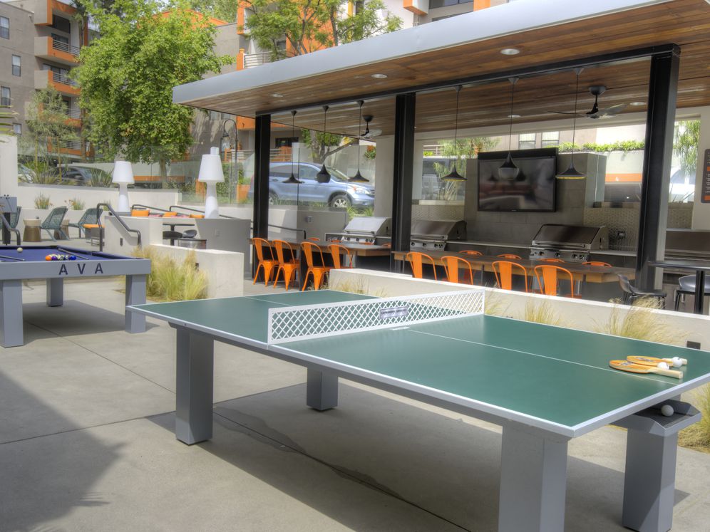 Courtyard with Outdoor Game Tables