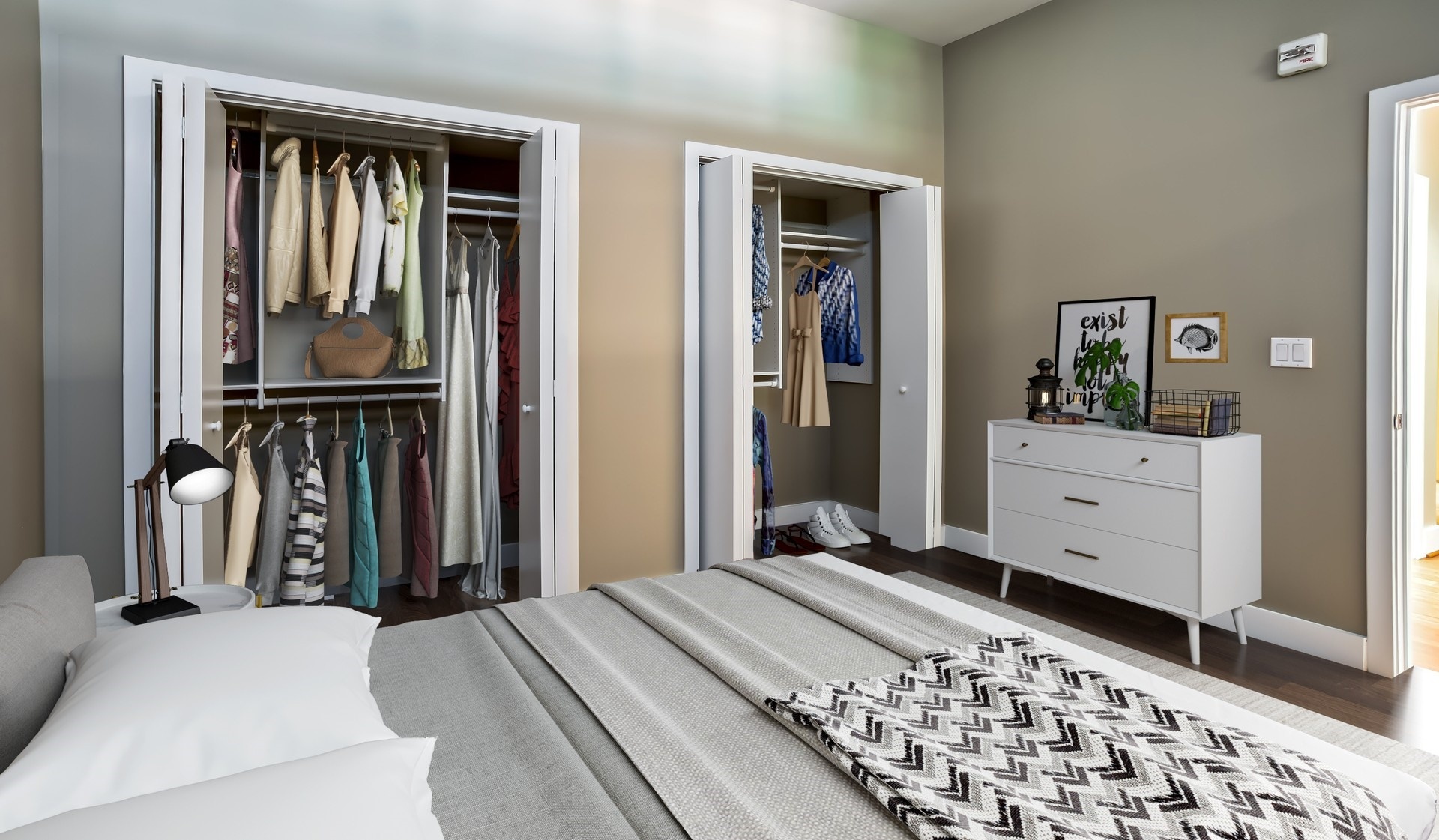 Bedroom with ample closet space