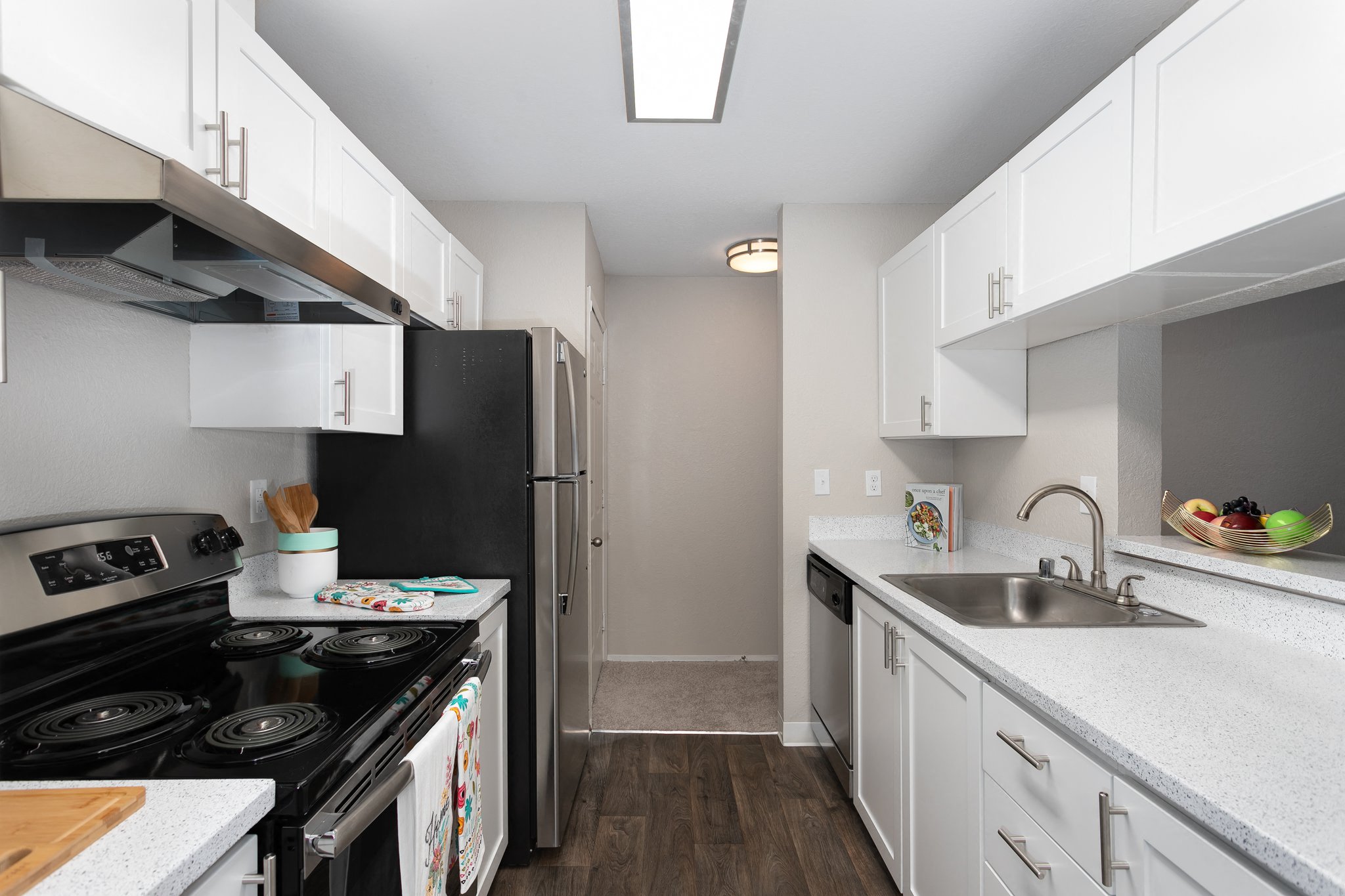 Bayview Apartment Homes Galley Kitchen and Appliances