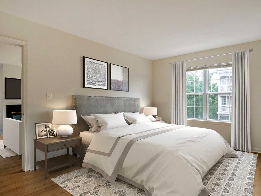 Renovated Package IV bedroom with hard surface plank flooring