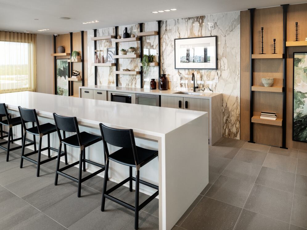 Rooftop resident lounge with entertaining kitchenette 