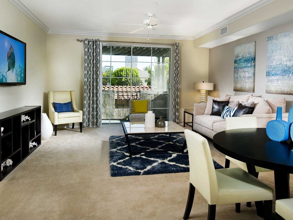 Classic Package I dining and living room with carpet