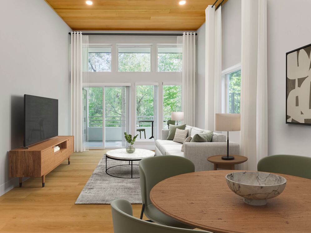 Freestanding Home living room with hard surface flooring