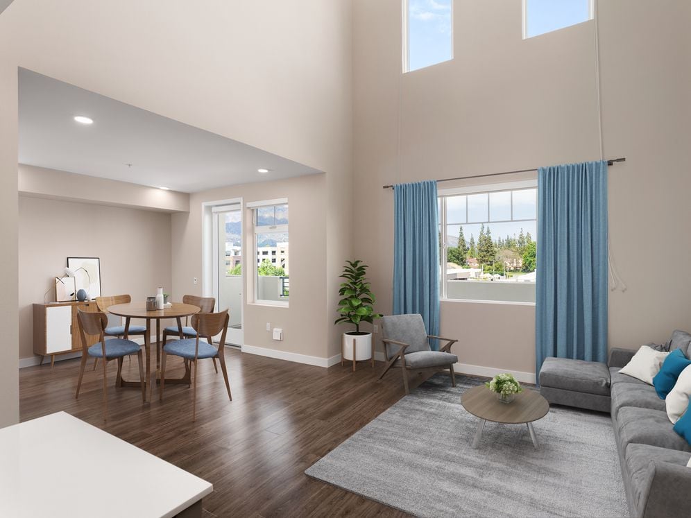 Townhome living and dining areas with hard surface flooring (select homes)